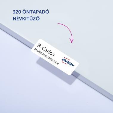 Avery öntapadó névcímke acetátselyem, 88,9 × 31 mm, 320 db - fehér