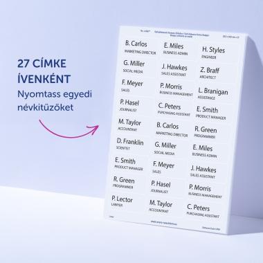 Avery öntapadó névcímke acetátselyem, 63,5 × 29,6 mm, 540 db - fehér