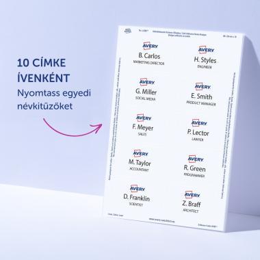 Avery öntapadó névcímke acetátselyem, 80 × 50 mm, 200 db - fehér