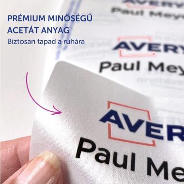 Avery öntapadó névcímke acetátselyem, 80 × 50 mm, 200 db - fehér