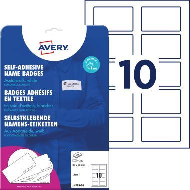 Avery öntapadó névcímke acetátselyem, 80 × 50 mm, 200 db - fehér