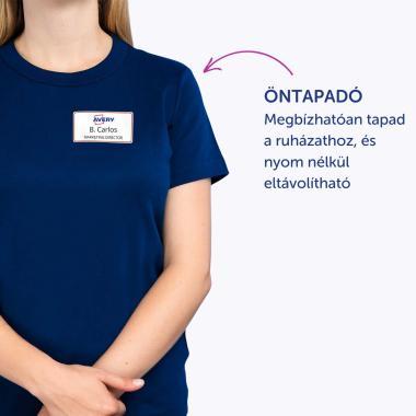 Avery öntapadó névcímke acetátselyem, 80 × 50 mm, 200 db - fehér piros kerettel