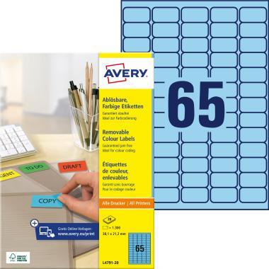 Avery univerzális visszaszedhető kék címke 38,1 x 21,2 mm
