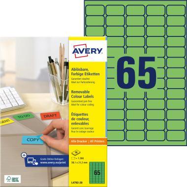 Avery univerzális visszaszedhető zöld címke 38,1 x 21,2 mm