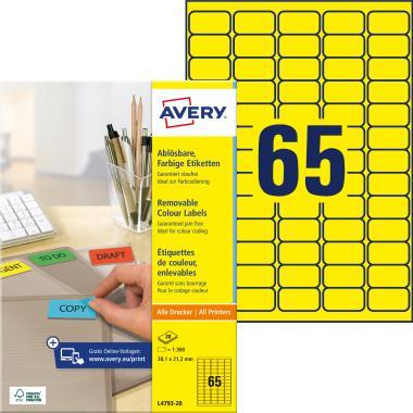 Avery univerzális visszaszedhető sárga címke 38,1 x 21,2 mm
