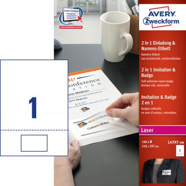 Avery meghívó és öntapadó textil címke együtt  210 x 297 mm