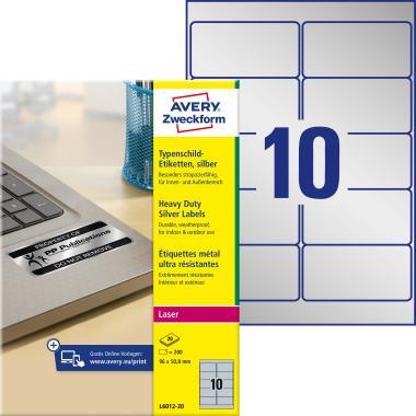 Avery ipari ezüst poliészter címke 96 x 50,8 mm