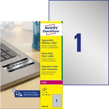 Avery ipari ezüst poliészter címke 210 x 297 mm