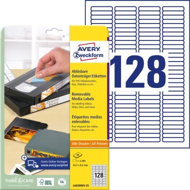 Avery visszaszedhető VHS-C videókazetta címke 43,2 x 8,5 mm