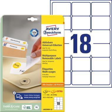Avery univerzális visszaszedhető címke 63,5 x 46,6 mm