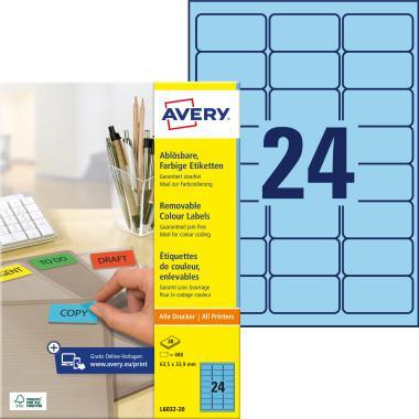 Avery univerzális visszaszedhető kék címke  63,5 x 33,9 mm