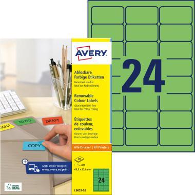 Avery univerzális visszaszedhető zöld címke 63,5 x 33,9 mm