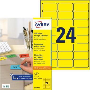 Avery univerzális visszaszedhető sárga címke 63,5 x 33,9 mm