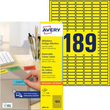 Avery univerzális visszaszedhető sárga címke 25,4 x 10 mm