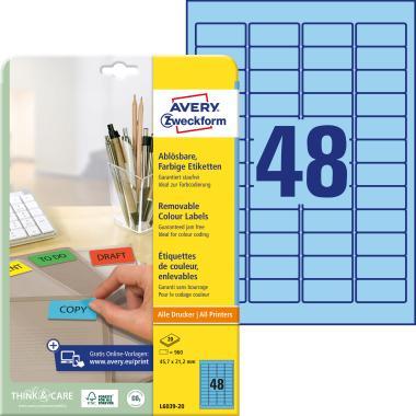 Avery univerzális visszaszedhető kék címke 45,7 x 21,2 mm