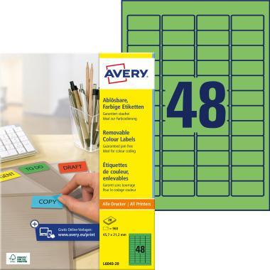 Avery univerzális visszaszedhető zöld címke 45,7 x 21,2 mm