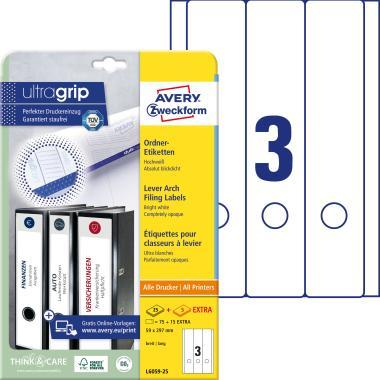 Avery iratrendező címke fehér 59 x 297 mm