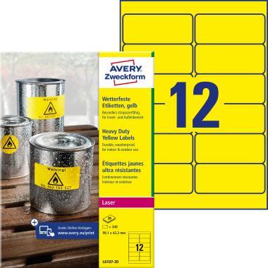 Avery időjárásálló sárga poliészter címke 99,1 x 42,3 mm