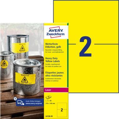 Avery időjárásálló sárga poliészter címke 210x148 mm