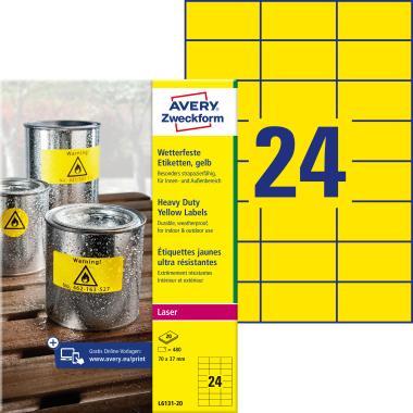 Avery időjárásálló sárga poliészter címke 70 x 37 mm
