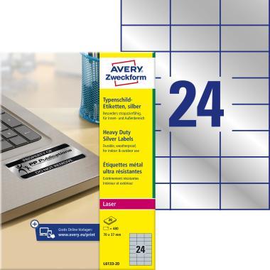 Avery ipari ezüst poliészter címke 70 x 37 mm