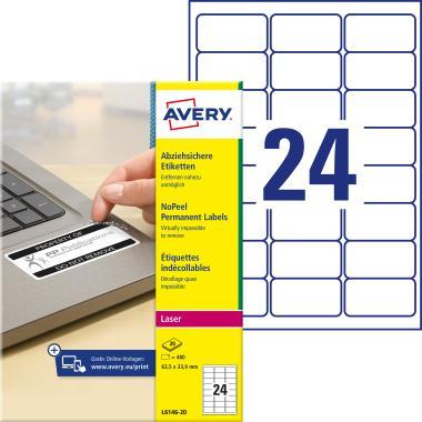 Avery eltávolíthatatlan fehér címke (24 óra után) 63,5 x 33,9 mm