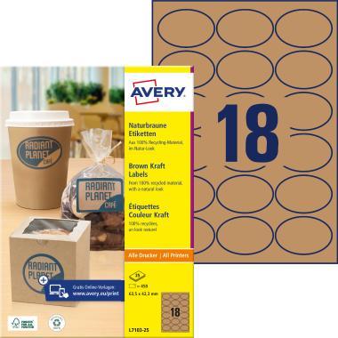 Avery barna Kraft címke ovális 63,5 x 42,3 mm -barna