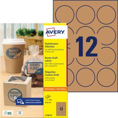 Avery barna Kraft papír címke Ø 60 - barna