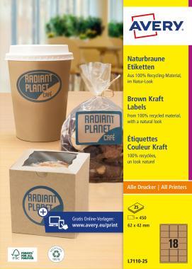 Avery barna Kraft papír címke 62 x 42 mm - barna