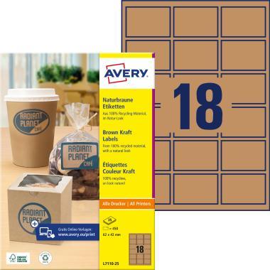 Avery barna Kraft papír címke 62 x 42 mm - barna