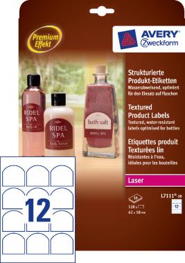 Anyagában bordázott elegáns termék címke íves  62x58mm 10lap