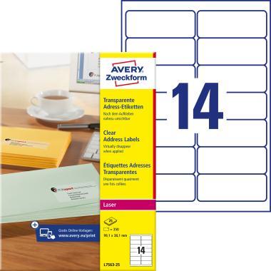 Avery átlátszó címzés címke DL borítékra  99,1 x 38,1 mm