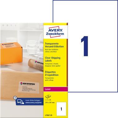 Avery átlátszó csomag címke 210 x 297 mm