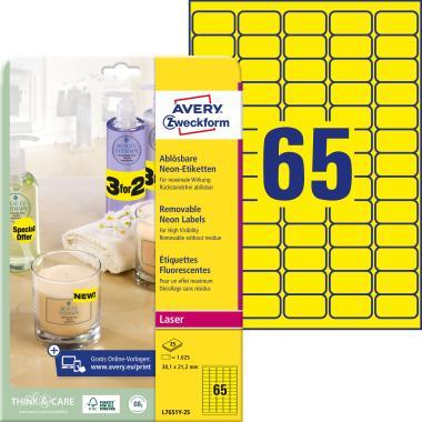 Avery visszaszedhető neonsárga címke 38,1 x 21,2 mm