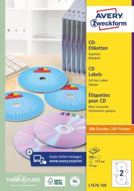 Avery nagyfedőképességű CD címke - SuperSize 117 mm