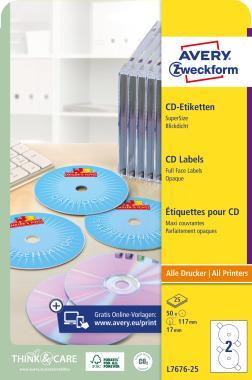 Avery nagyfedőképességű CD címke - SuperSize 117 mm