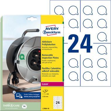 Avery nyomtatható, öntapadó visszaszedhető plakettek - fehér Ø 30 mm