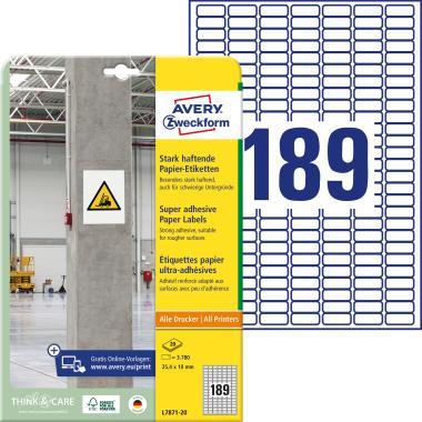 Avery szuper tapadású öntapadó papír címke - fehér 25,4x10 mm