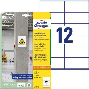 Avery szuper tapadású öntapadó papír címke - fehér 105x48 mm