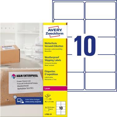 Avery fehér időjárásálló csomag címke 99,1 x 57 mm