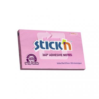 Stick'n öntapadó jegyzettömb 360°-ban tapadó 76x127 mm, 100 lap - pink