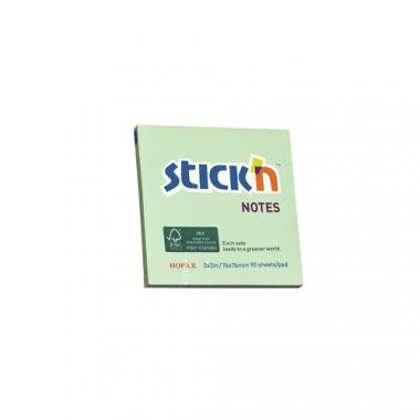 Stick'n öntapadó jegyzettömb FSC COC CERTIFIED környezetbarát 76x76 mm, 90 lap - pasztell zöld