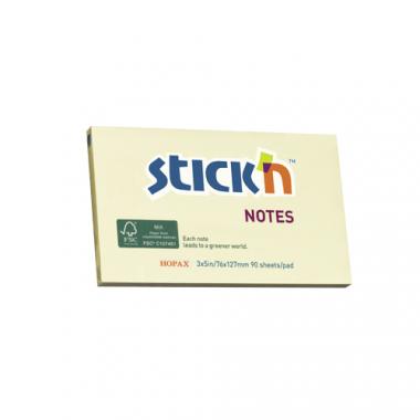 Stick'n öntapadó jegyzettömb FSC COC CERTIFIED környezetbarát 76x127 mm, 90 lap - pasztell sárga