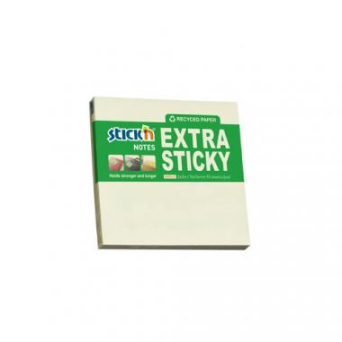 Stick'n öntapadó jegyzettömb újrahasznosított Extra sticky RECYCLED 76x76 mm, 90 lap - pasztell sárga