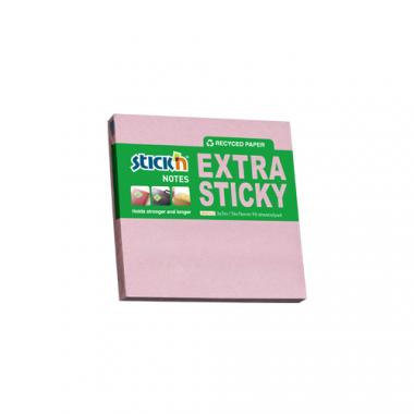 Stick'n öntapadó jegyzettömb újrahasznosított Extra sticky RECYCLED 76x76 mm, 90 lap - pasztell rózsaszín