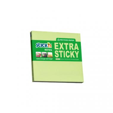 Stick'n öntapadó jegyzettömb újrahasznosított Extra sticky RECYCLED 76x76 mm, 90 lap - pasztell zöld