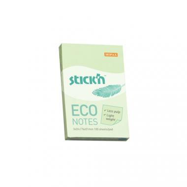 Stick'n öntapadó jegyzettömb Eco Note 76x51 mm, 100 lap - pasztell zöld