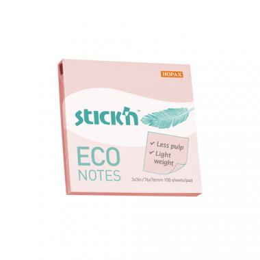 Stick'n öntapadó jegyzettömb Eco Note 76x76 mm, 100 lap - pasztell piros