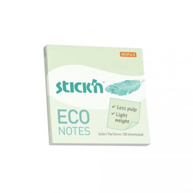 Stick'n öntapadó jegyzettömb Eco Note 76x76 mm, 100 lap - pasztell zöld