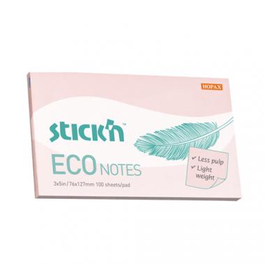 Stick'n öntapadó jegyzettömb Eco Note 76x127 mm, 100 lap - pasztell piros